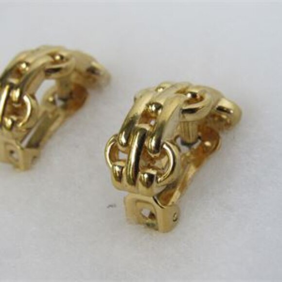 Christian Dior Gold Tone Half Hoop Earrings - Picture 5 of 8